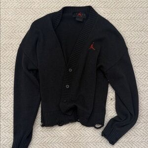 Jordan Black Cardigan with Red Jumpman Embroidery